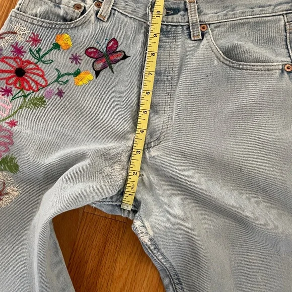 Rare Distressed custom embroidery vintage Levi 501 29x32 - Picture 4 of 13